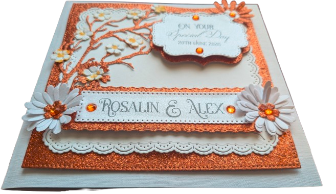 Luxury Copper Glitter & 3D Floral Tree card