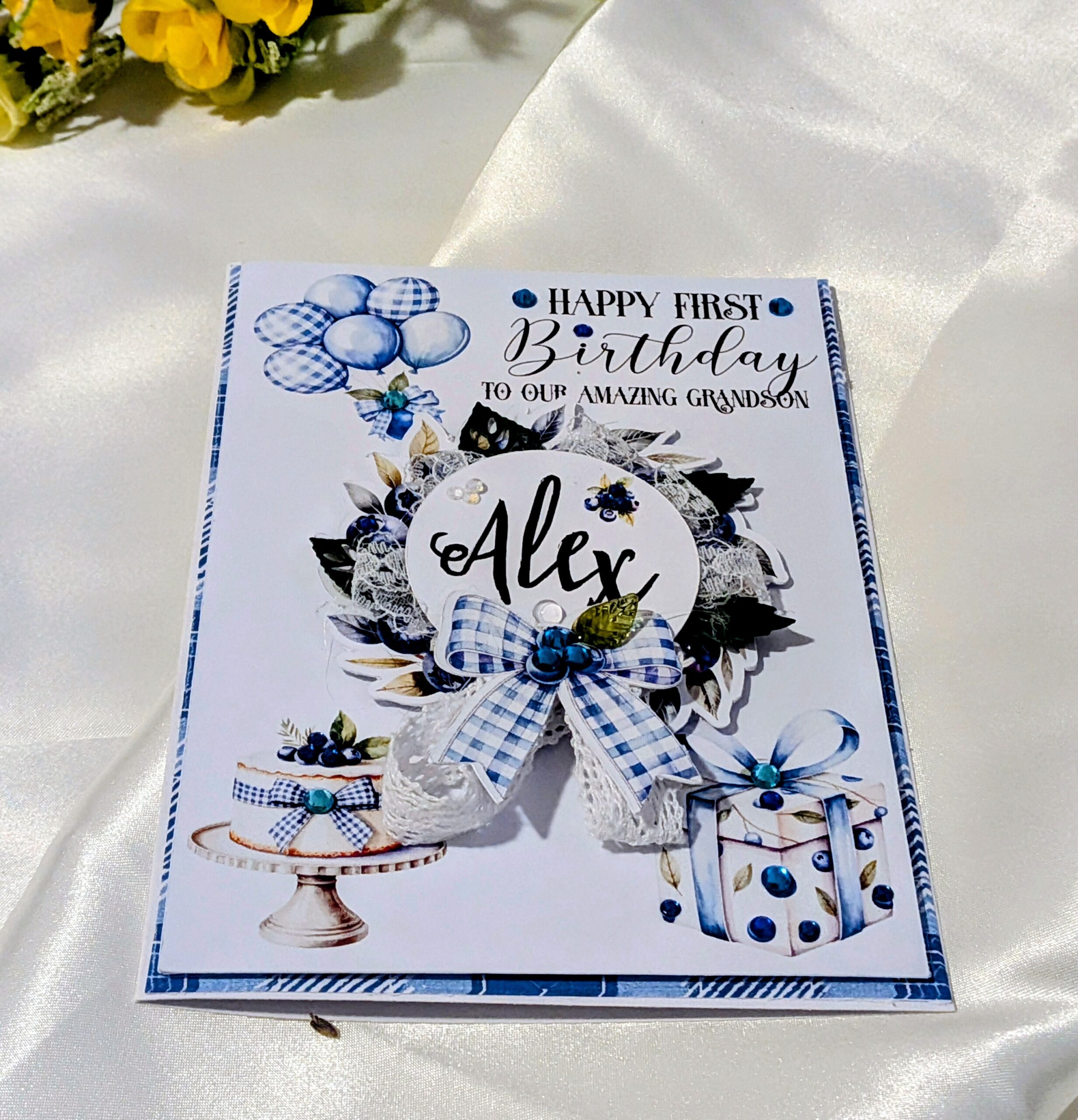 Personalised Blueberry Boys Card - Any Age, Name, Relation-Son, Grandson, Nephew - Image 2