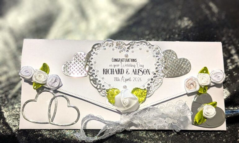 Wedding Money Wallet Card & Box - Luxury Lace & Roses Gift