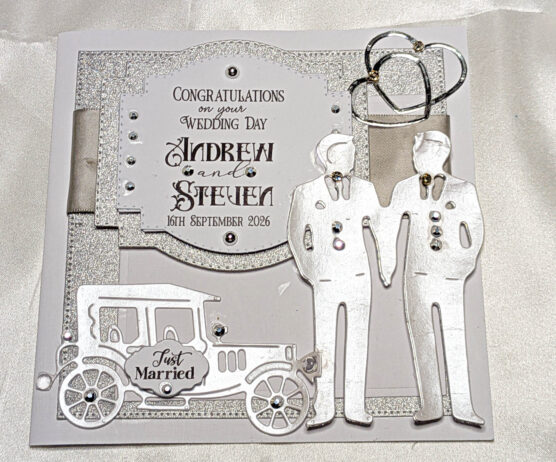 Handmade Personalised Same-Sex Gay Wedding Luxury Boxed Card for Men Groom Mr and Mr LGBT