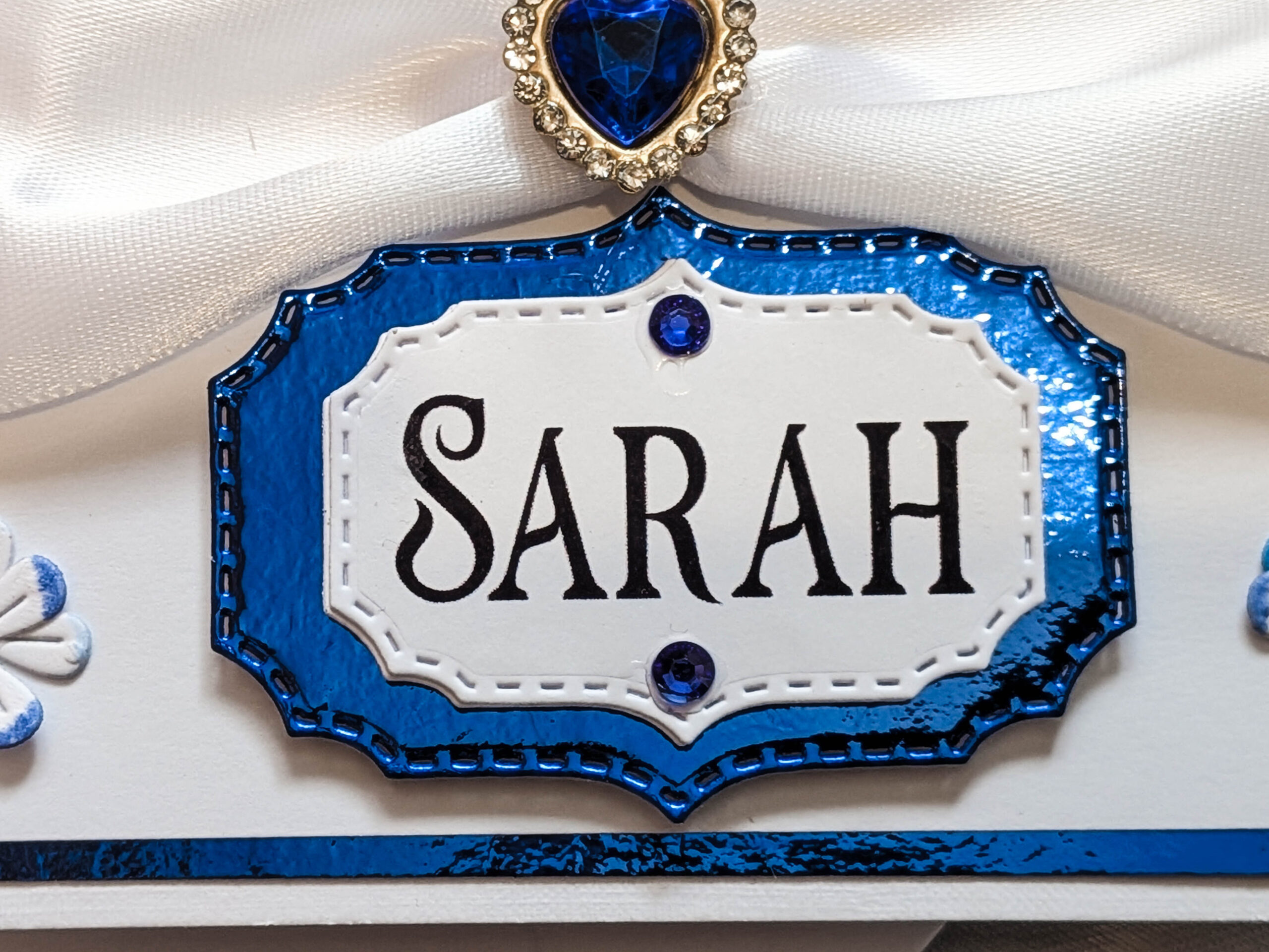 Handmade Personalised 3D Card Sapphire Blue Heart Gem for Anniversary, Birthday - Image 11