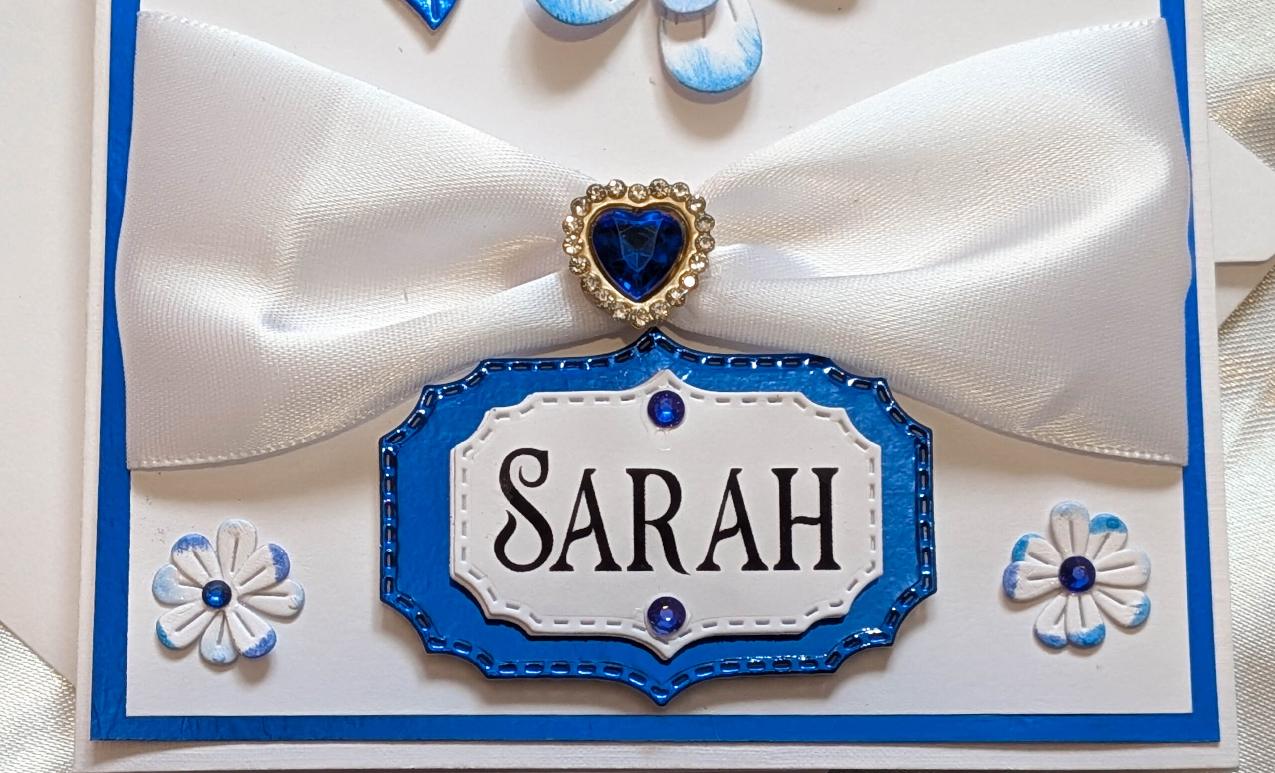 Handmade Personalised 3D Card Sapphire Blue Heart Gem for Anniversary, Birthday - Image 17