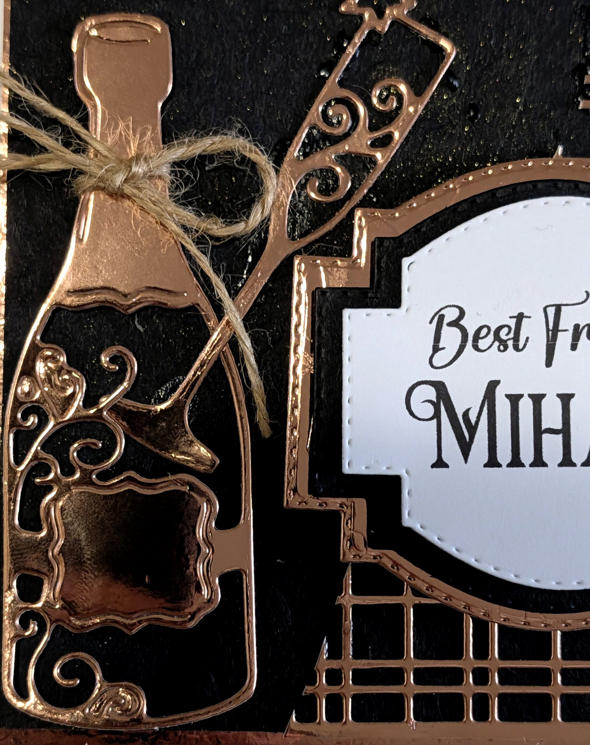 Personalised Luxury 3D Birthday Card – Metallic Copper Mirror & Black Card – Bespoke Champagne Bottle & Glass Milestone Card for Him or Her – Custom Name Card - Image 6
