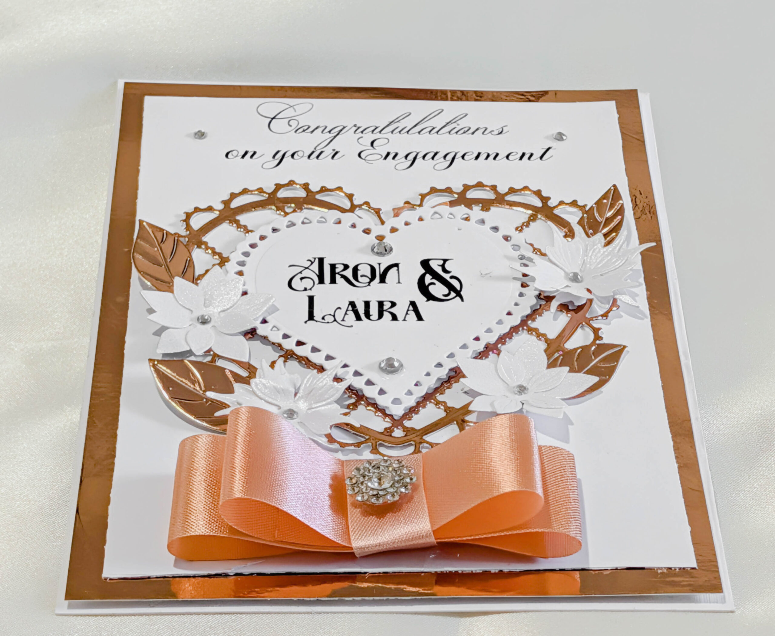 Luxury Personalized Card Rose Gold Heart Handmade Engagement Wedding Anniversary - Image 12