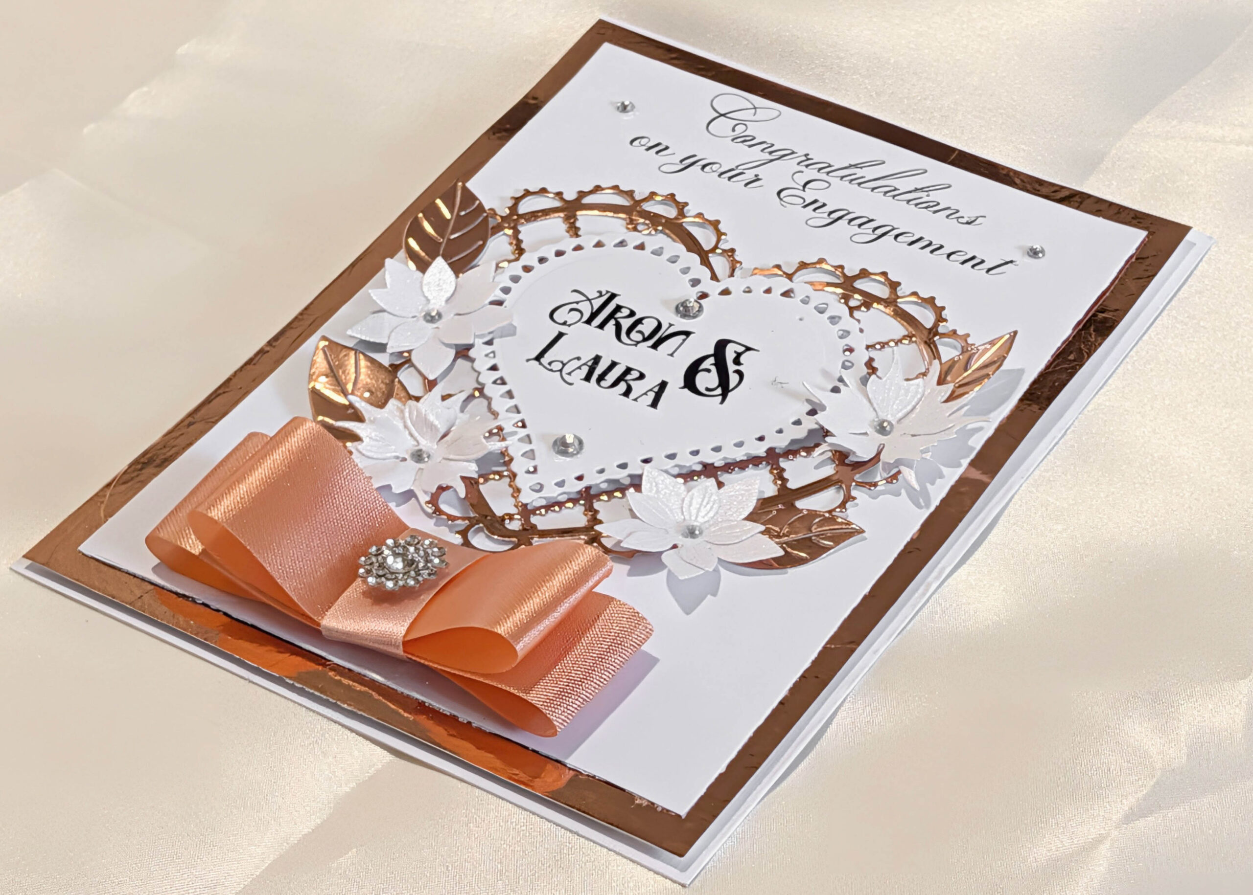 Luxury Personalized Card Rose Gold Heart Handmade Engagement Wedding Anniversary - Image 10