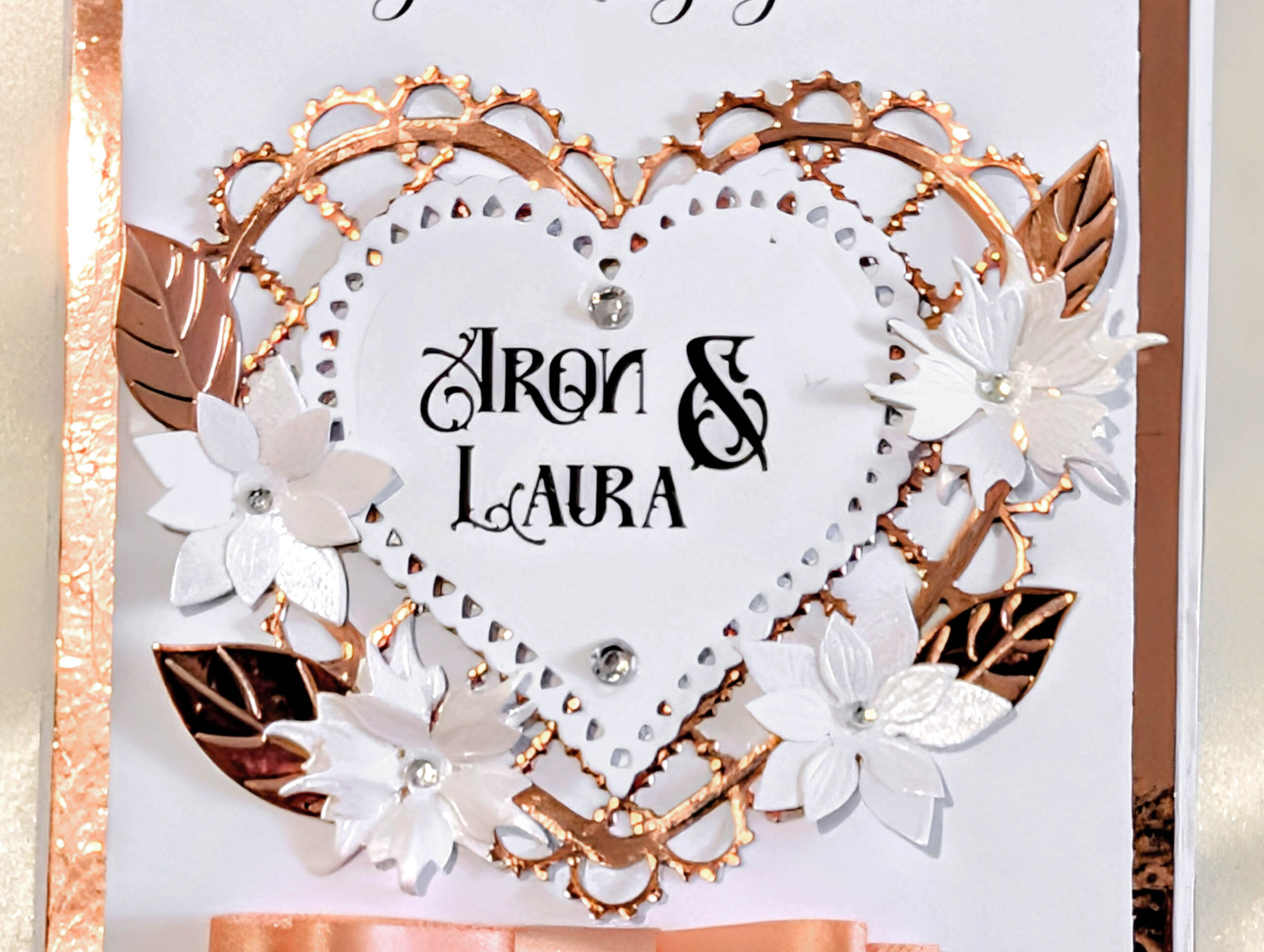 Luxury Personalized Card Rose Gold Heart Handmade Engagement Wedding Anniversary - Image 9