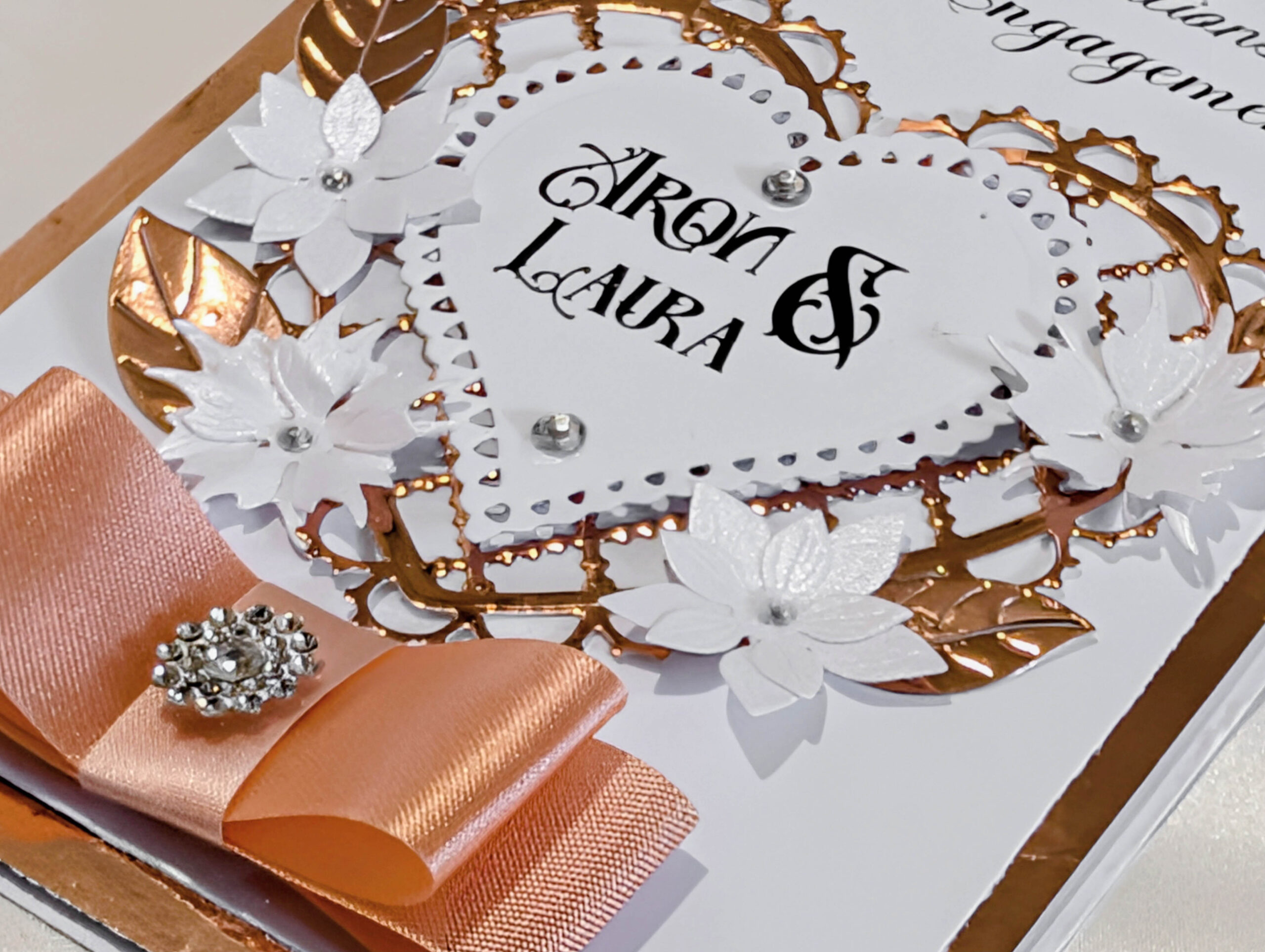 Luxury Personalized Card Rose Gold Heart Handmade Engagement Wedding Anniversary - Image 6