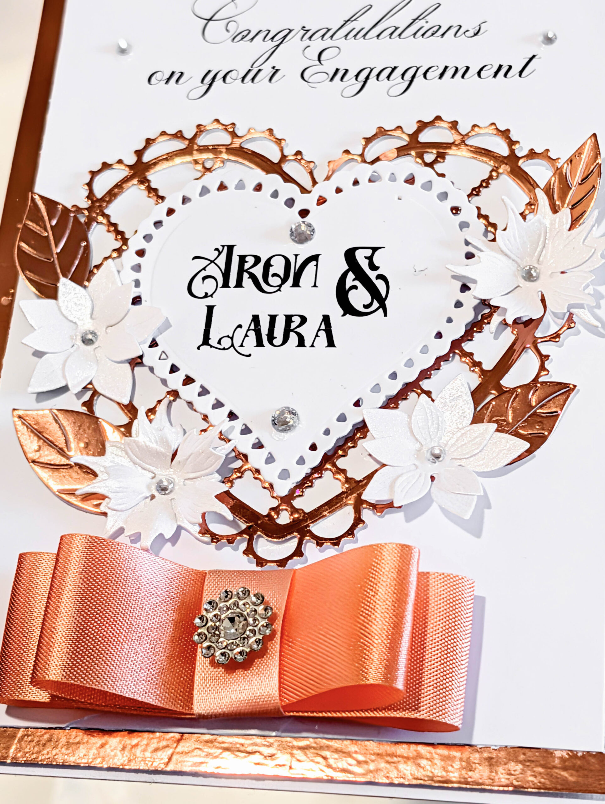 Luxury Personalized Card Rose Gold Heart Handmade Engagement Wedding Anniversary - Image 3