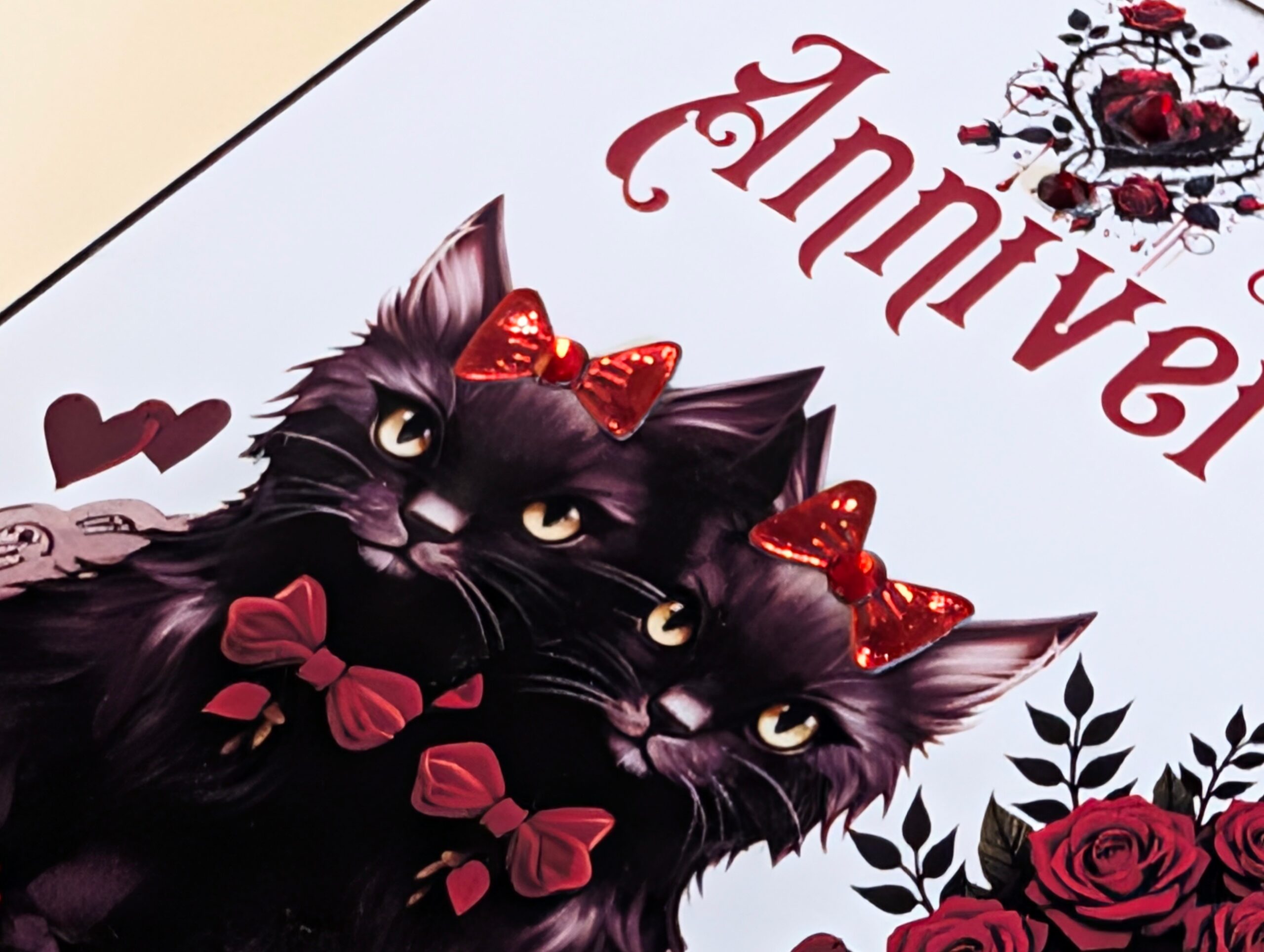 Personalised Handmade Gothic Black Cat & Raven - Anniversary, Wedding, Engagement - Image 8