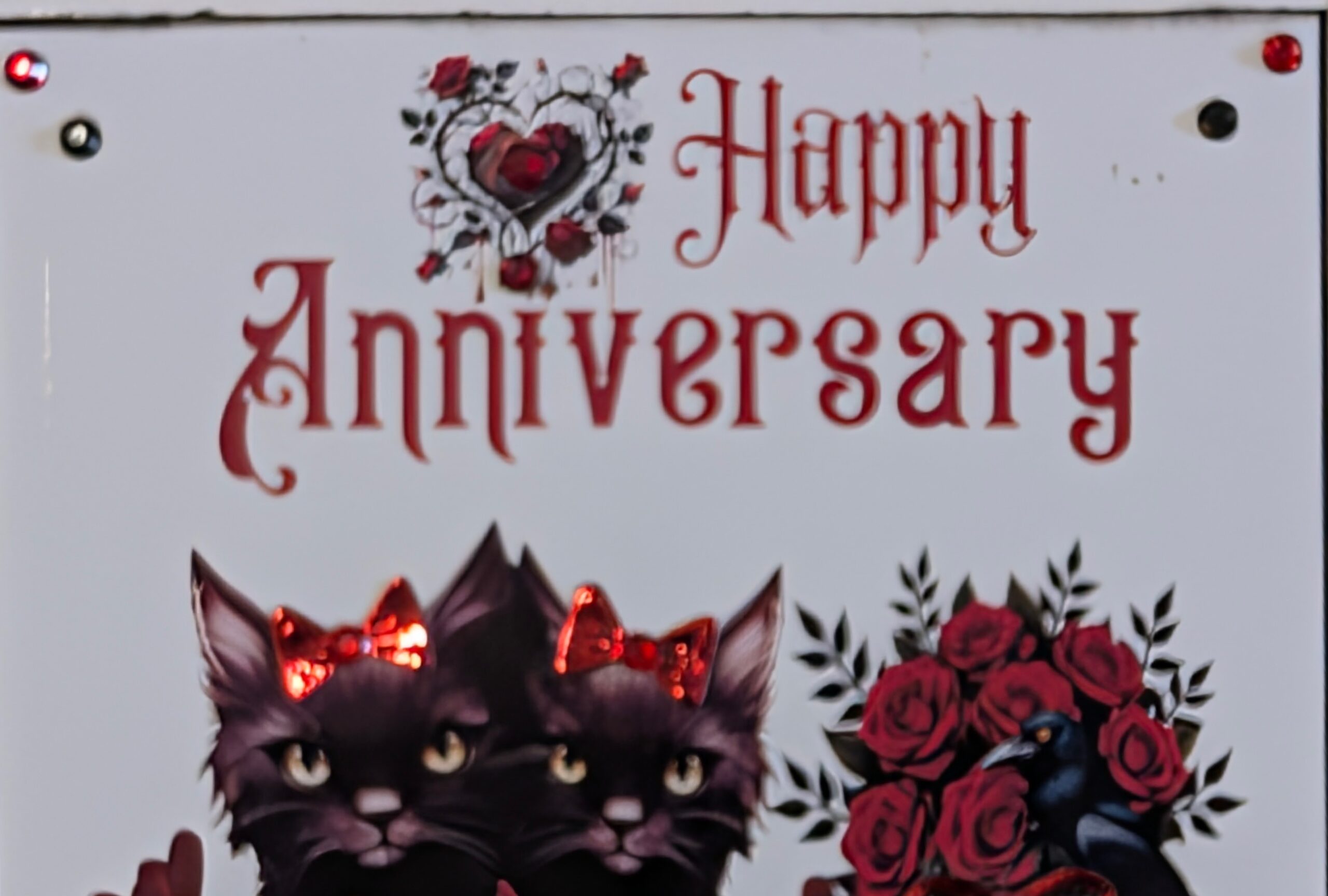 Personalised Handmade Gothic Black Cat & Raven - Anniversary, Wedding, Engagement - Image 9