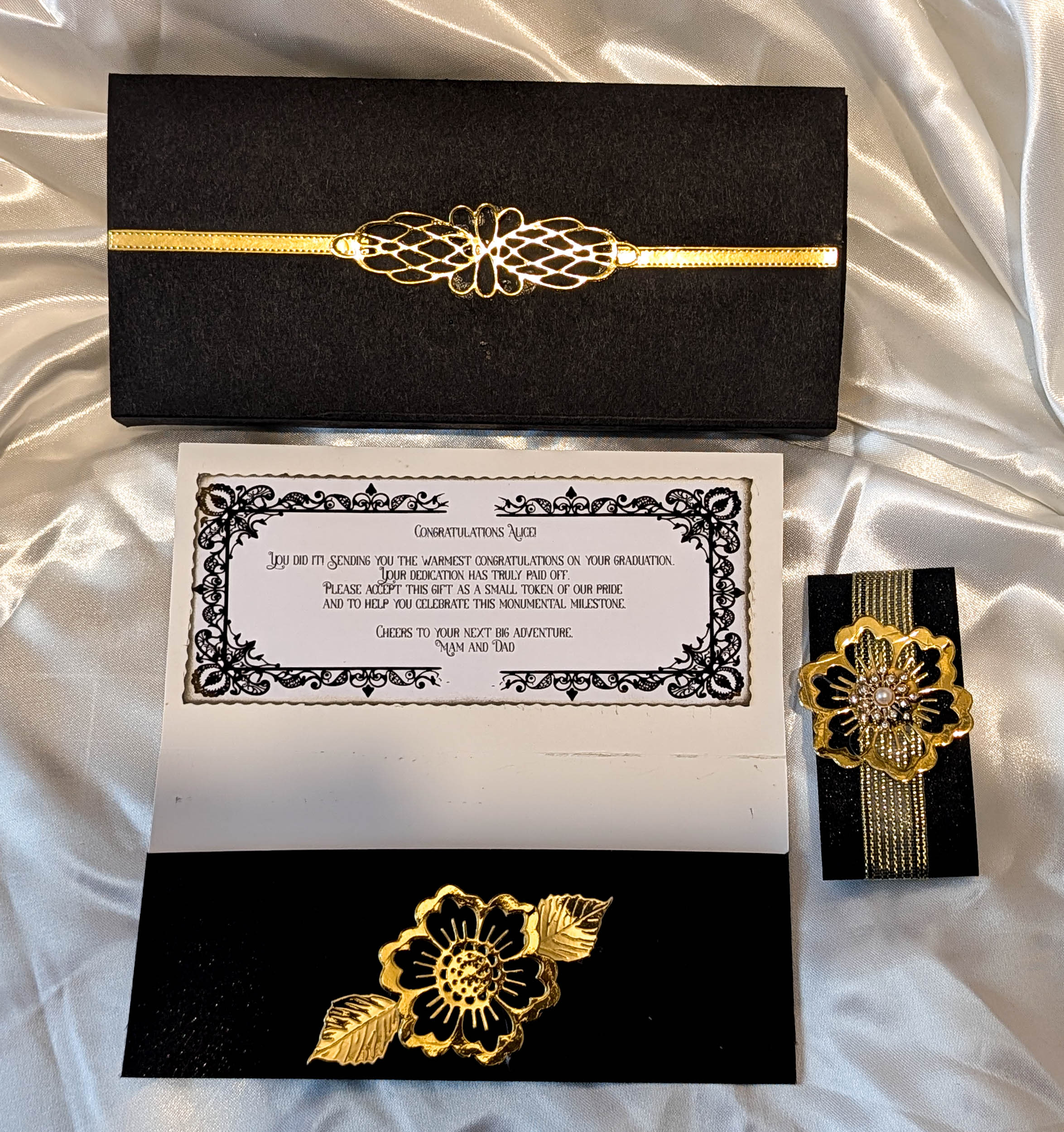 Personalised Luxury Cash Wallet with Gift Box – Handmade Black Glitter & Gold Mirror Cardstock Money Envelope Keepsake for All Occasions - Image 12