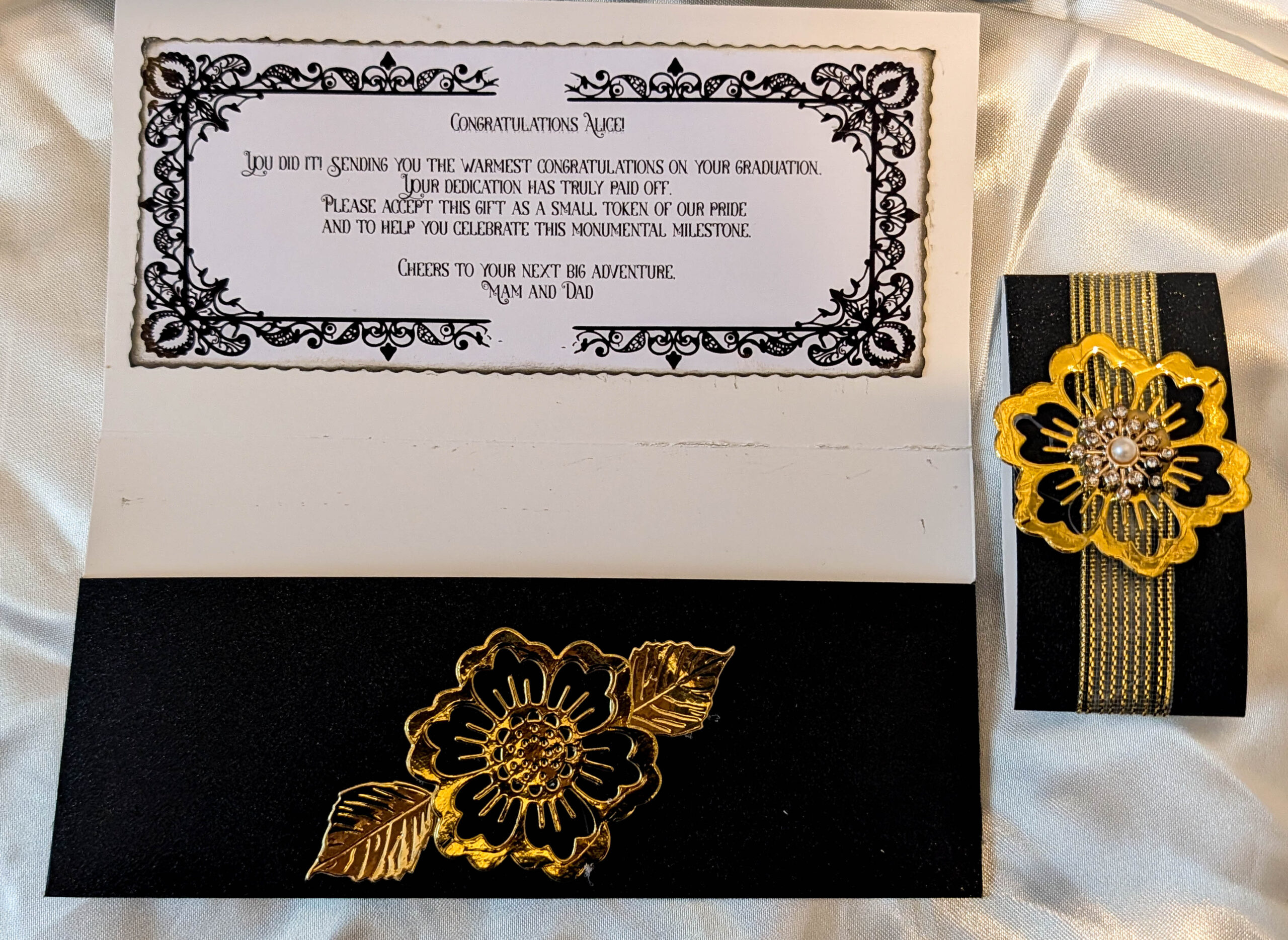 Personalised Luxury Cash Wallet with Gift Box – Handmade Black Glitter & Gold Mirror Cardstock Money Envelope Keepsake for All Occasions - Image 11