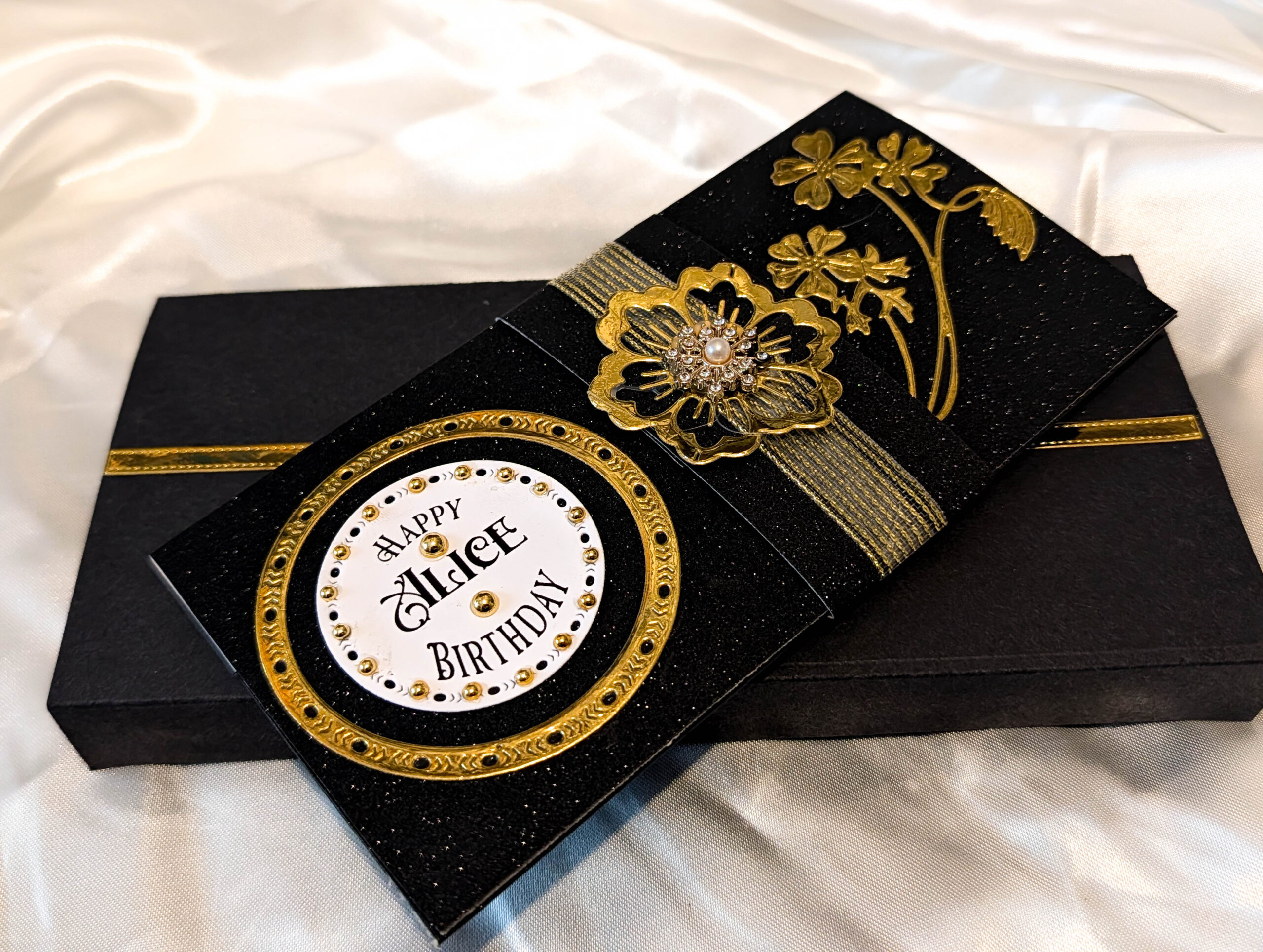 Black glitter gold wedding cash holder