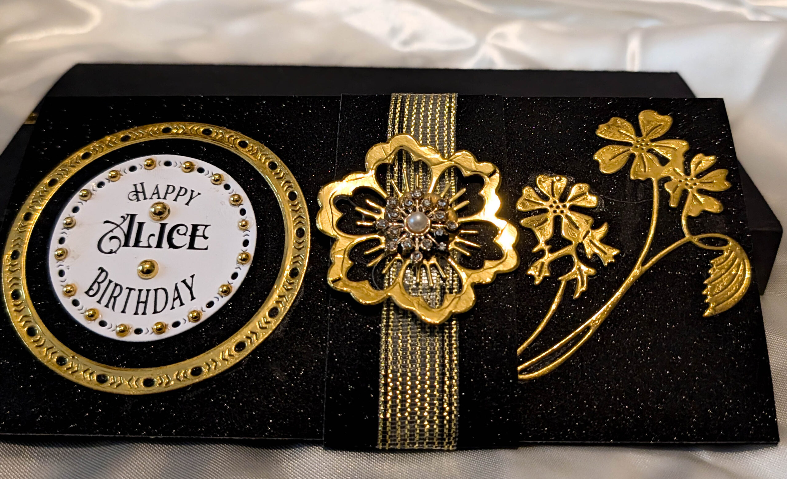 Personalised Luxury Cash Wallet with Gift Box – Handmade Black Glitter & Gold Mirror Cardstock Money Envelope Keepsake for All Occasions - Image 4