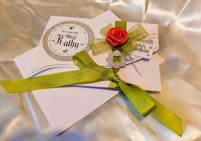 Glitter birthday voucher wallet card
