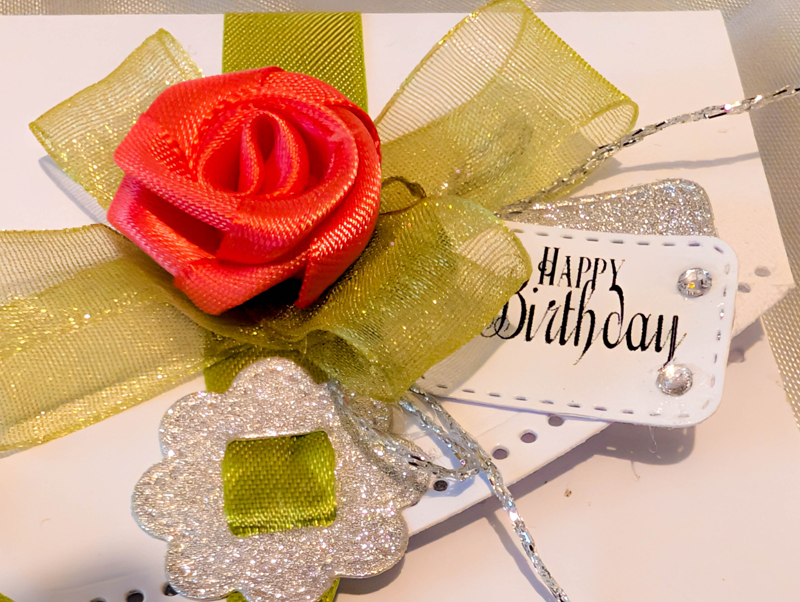 Personalised Luxury Cash Wallet with Envelope – Handmade White Glitter & Green Ribbon Money Gift Card Holder for Birthdays, Graduations & Baby Showers - Image 6