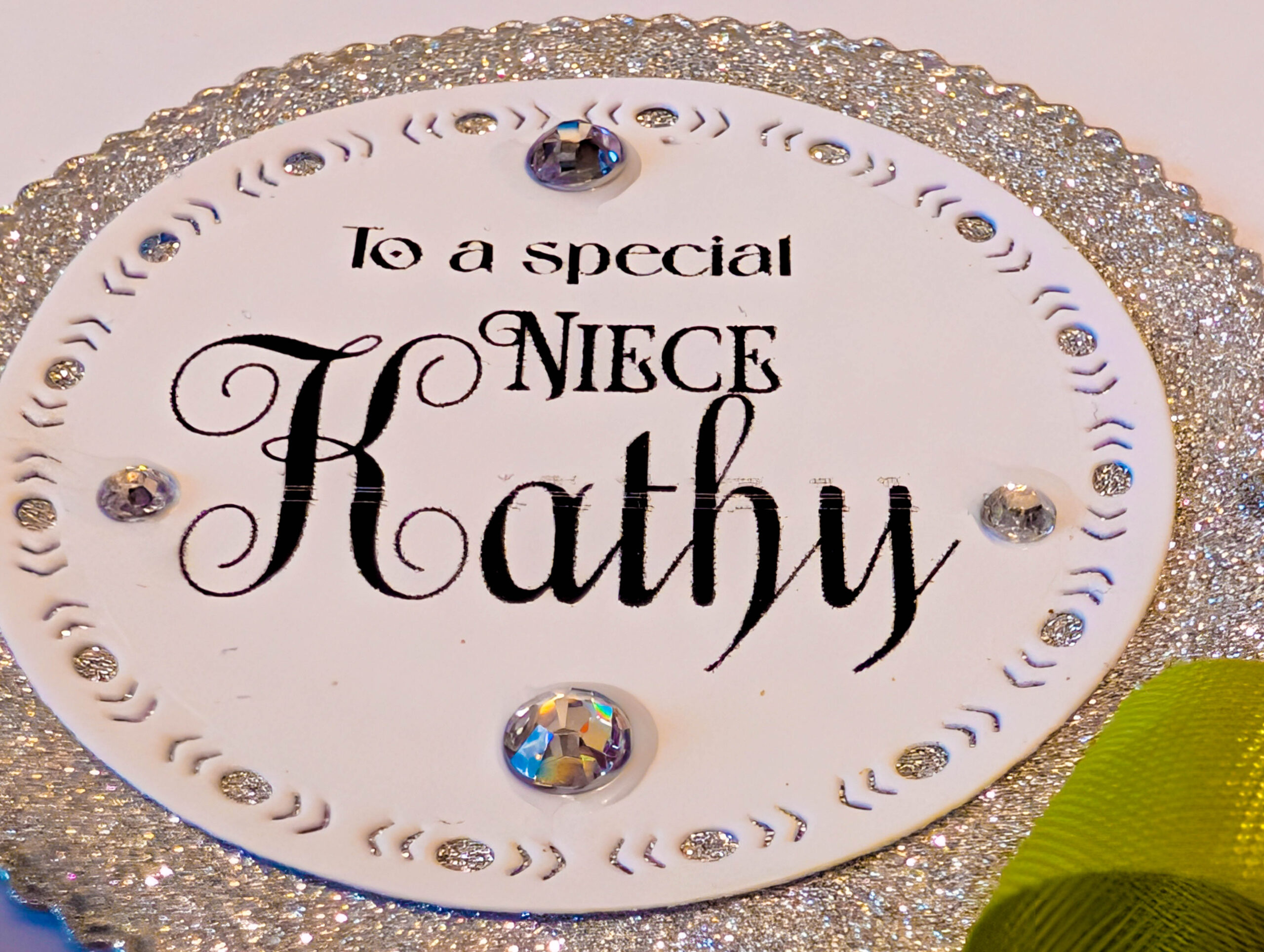 Personalised Luxury Cash Wallet with Envelope – Handmade White Glitter & Green Ribbon Money Gift Card Holder for Birthdays, Graduations & Baby Showers - Image 8