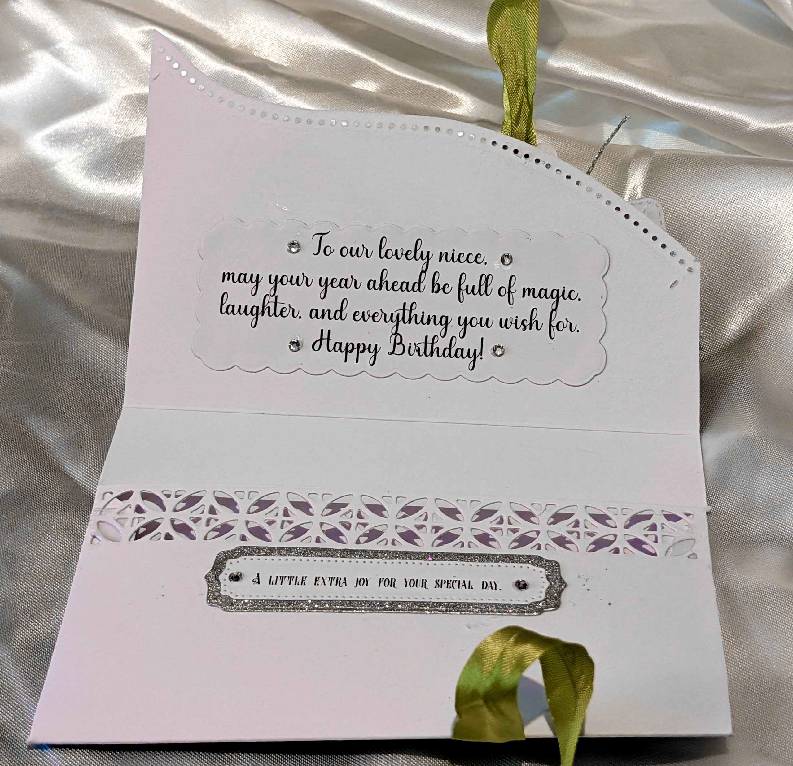 Personalised Luxury Cash Wallet with Envelope – Handmade White Glitter & Green Ribbon Money Gift Card Holder for Birthdays, Graduations & Baby Showers - Image 13