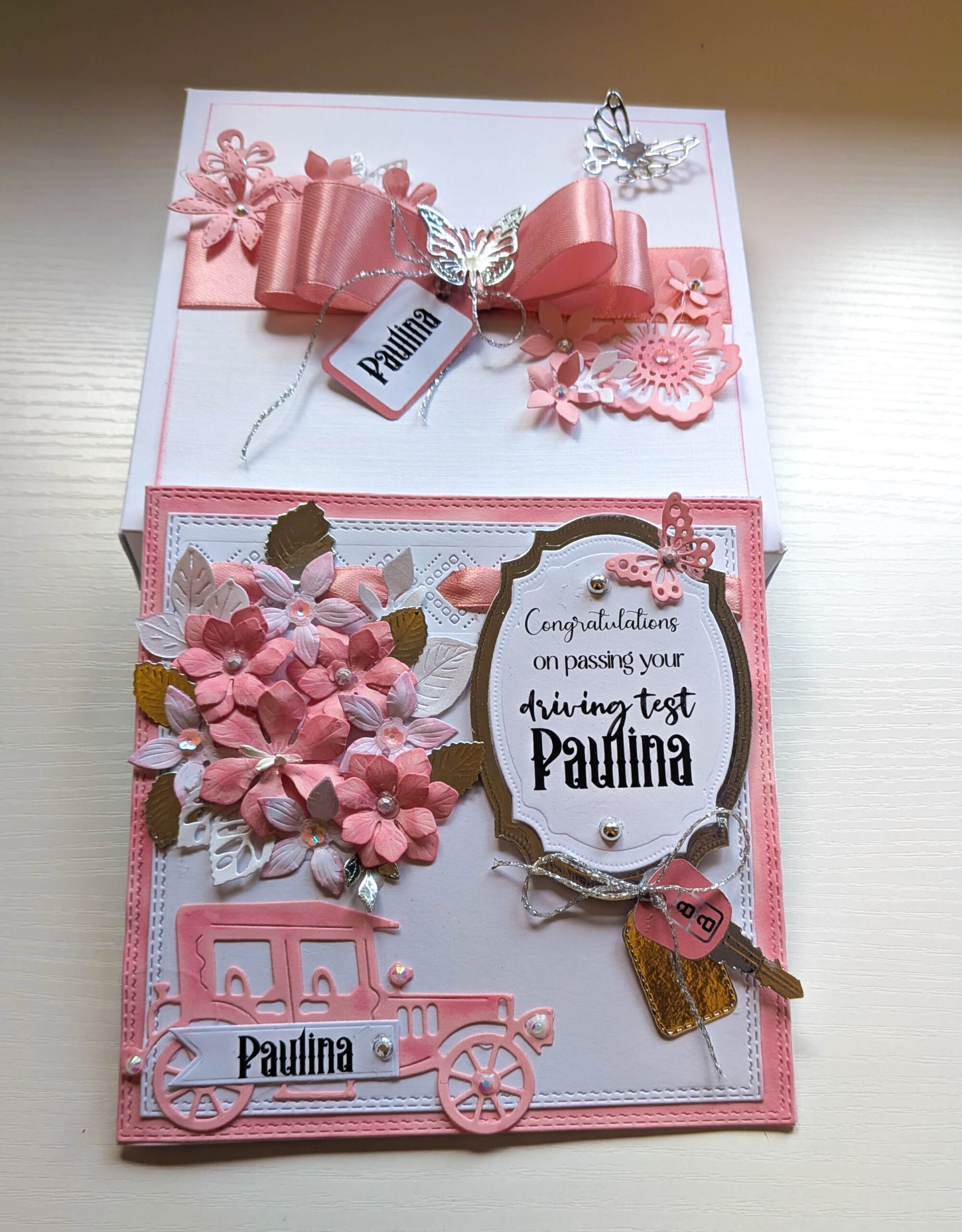 Luxury Personalised Pink Boxed Card | Handmade Driving Test & Birthday Keepsake - Image 4
