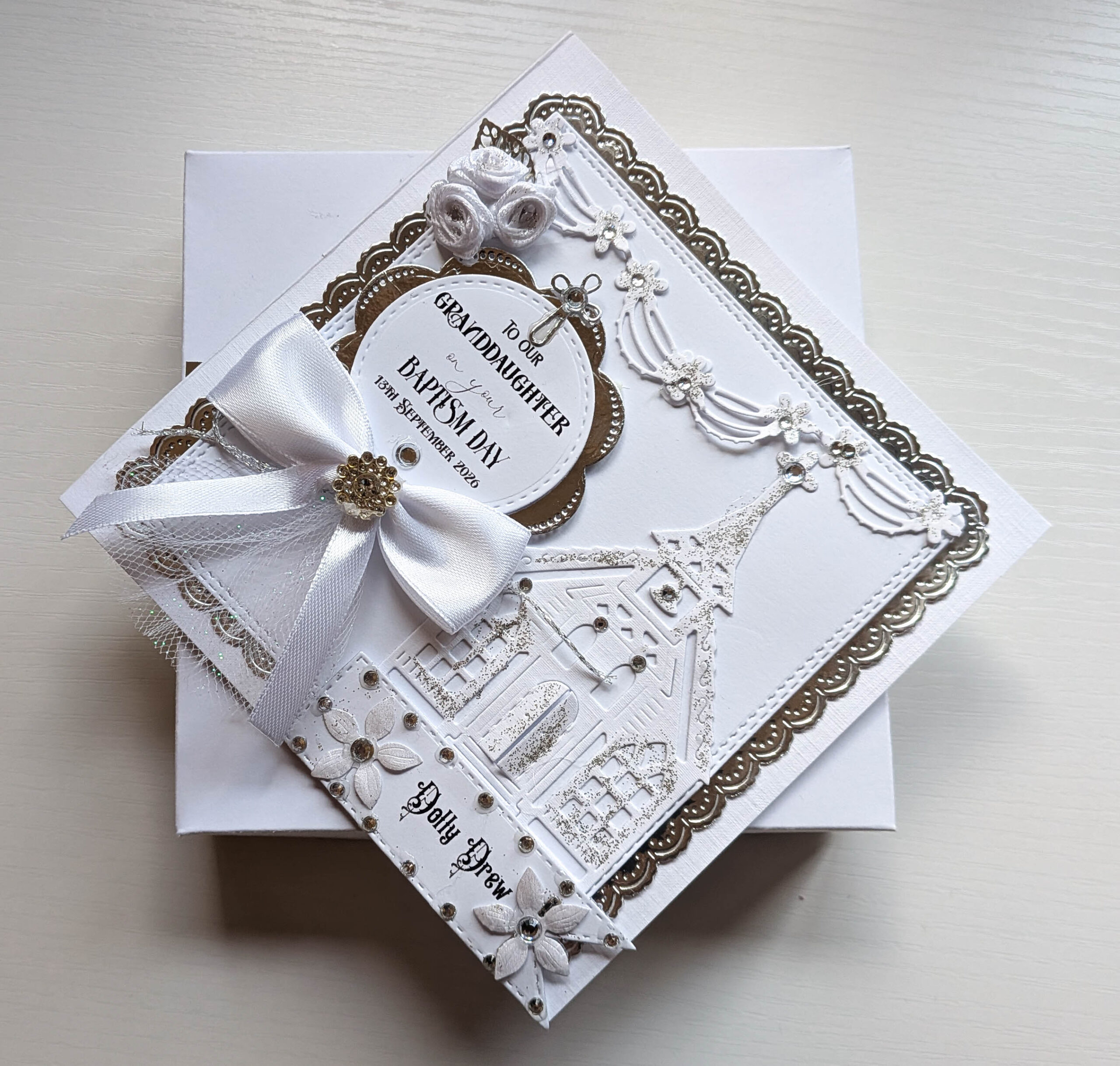 luxury personalised christening boxed card