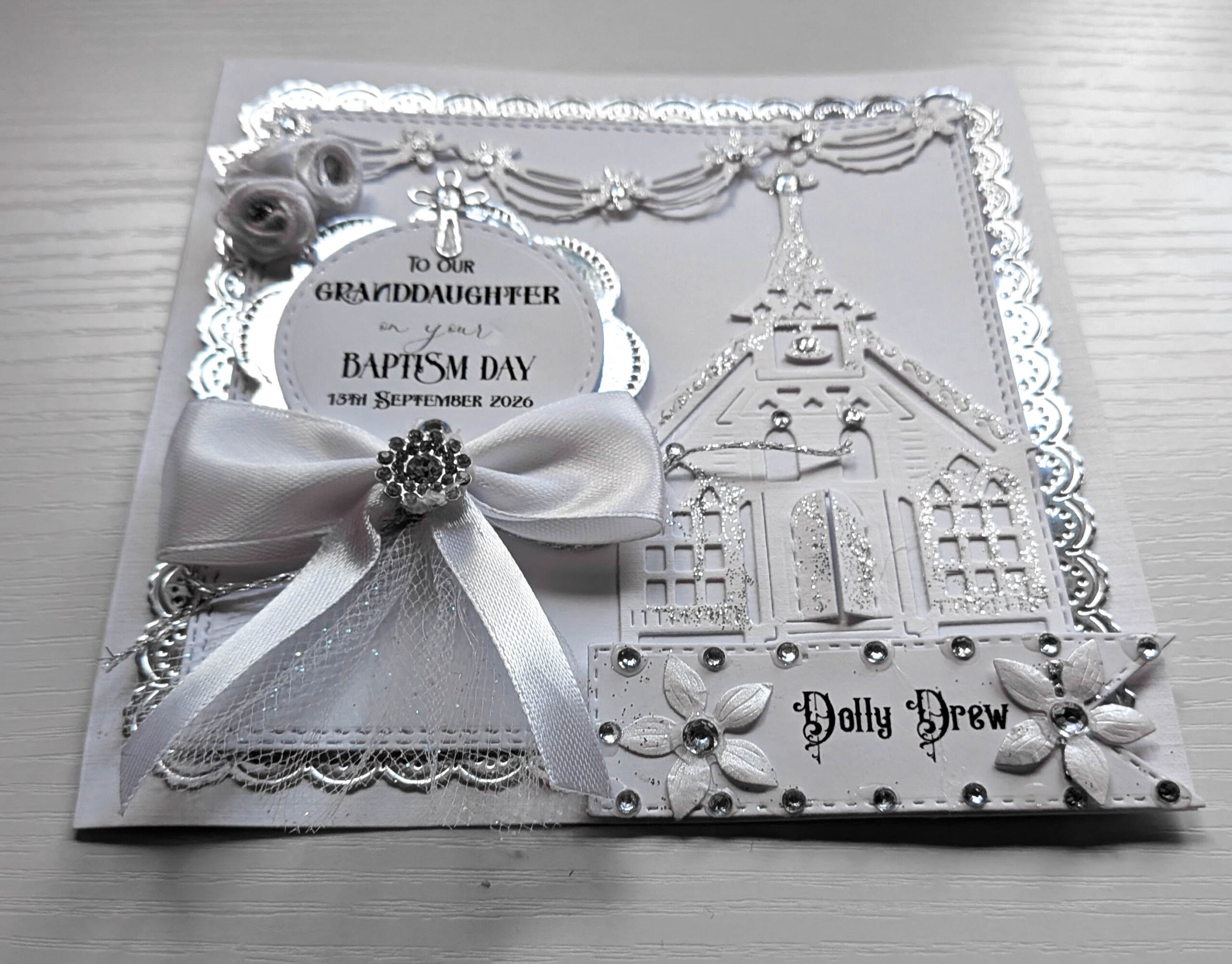 Handmade Luxury Boxed Christening Baptism Card Personalised - Image 2