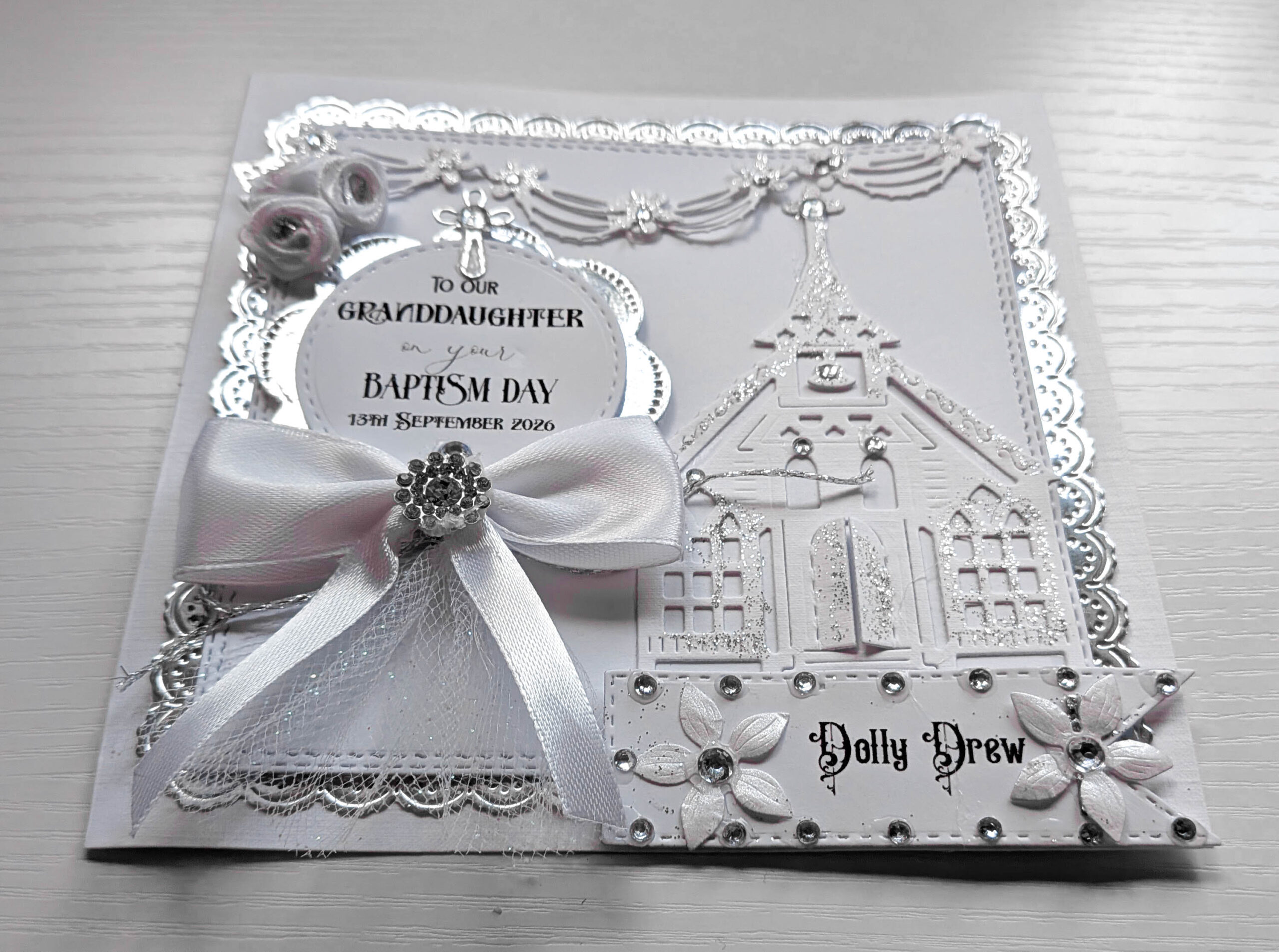 Handmade Luxury Boxed Christening Baptism Card Personalised - Image 8